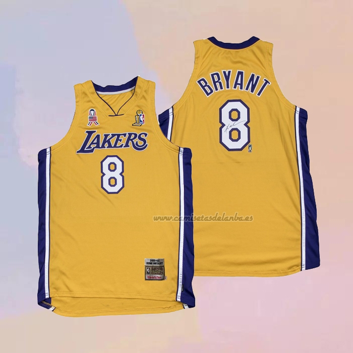Camiseta Los Angeles Lakers Kobe Bryant NO 8 Mitchell & Ness 2001-02 Amarillo